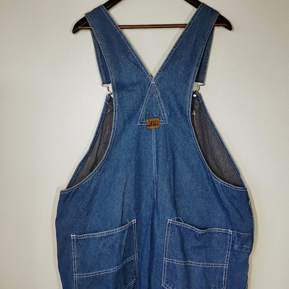 Vintage Big Smith Bib Overalls Blue Denim Carpenter Farmer Men's Size 44x30 - Picture 7 of 16